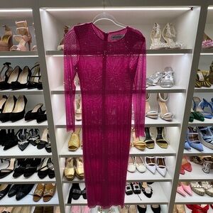 Self-Portrait Pink Sequin Long Sleeve Bodycon Dress